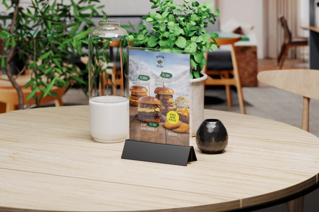 Speisekarte „Burger Boom Bang Menu“ für den Bullenstall Duisburg